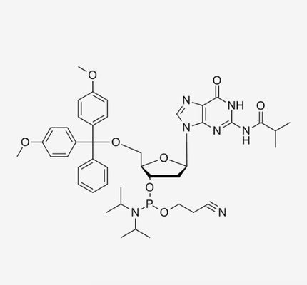 -DG(IBu)-CE-fosforoamidyt N2-izobutyrylo-5'-O-(4,4'-dimetoksytritylo)-2'-deoksyguanozyno-3'-cyjano CAS 93183-15-4