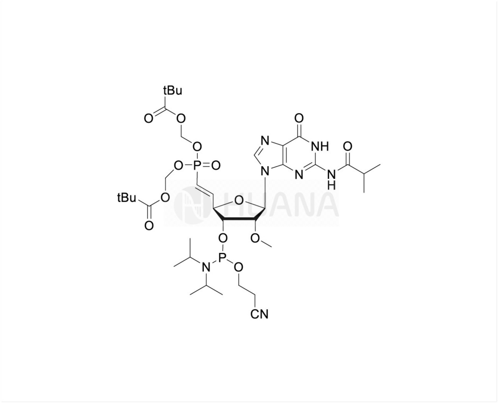 5'-POM-(E) -winylofosfonian-2'-O-Me-rG(iBu)-3'-CE-fosforamidyt