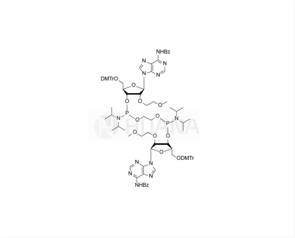 etan-1,2-di(5'-O-DMTr-2'-O-MOE-rA(Bz)-3'-oxy) bis ((diizopropylfosforamidyt)