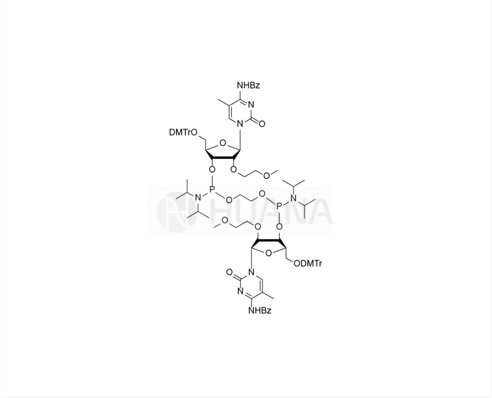 etan-1,2-di(5'-O-DMTr-2'-O-MOE-5-Me-rC(Bz)-3'-oksy) bis ((diizopropylfosforamidyt)